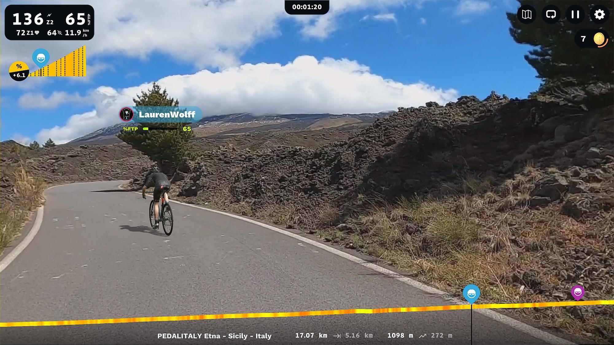 Cycle up Mt Etna and experience riding this legendary lava covered volcano on ROUVY