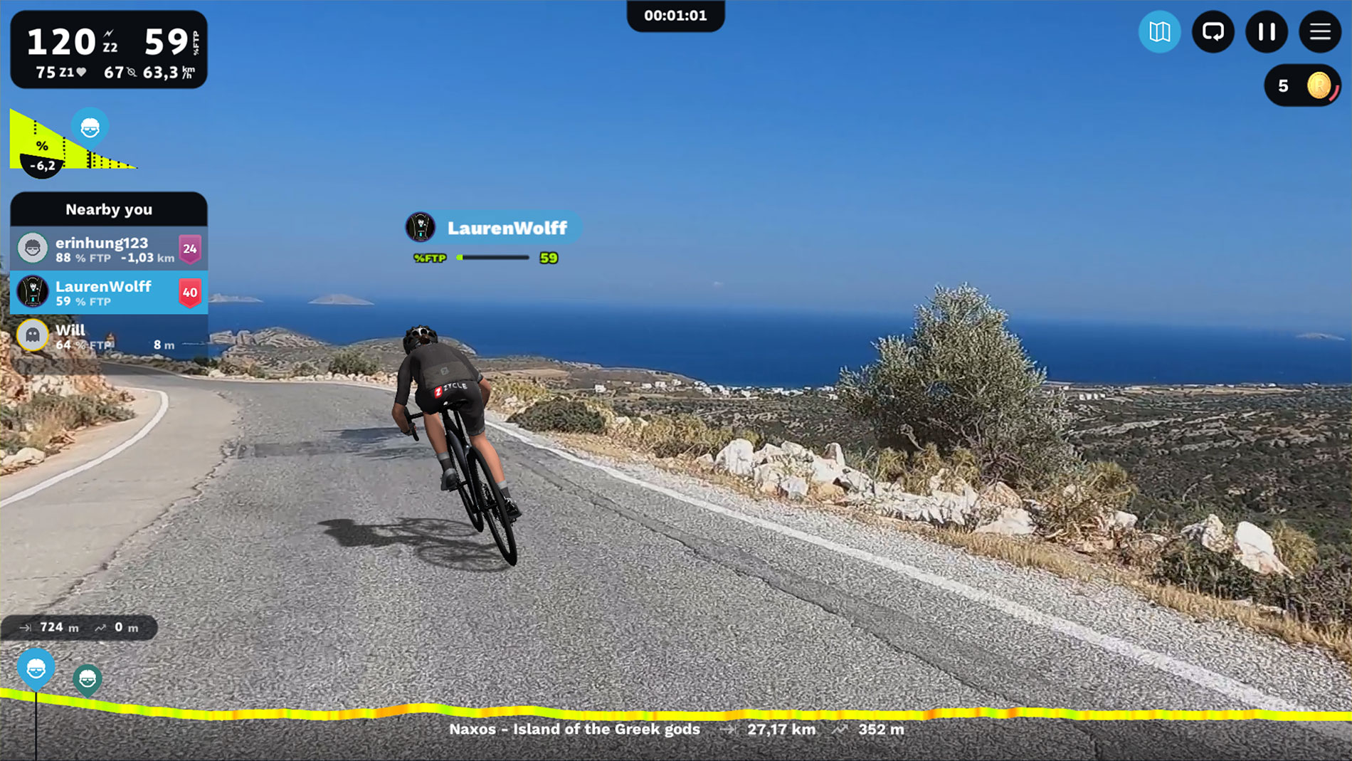virtual ride in Greece on ROUVY