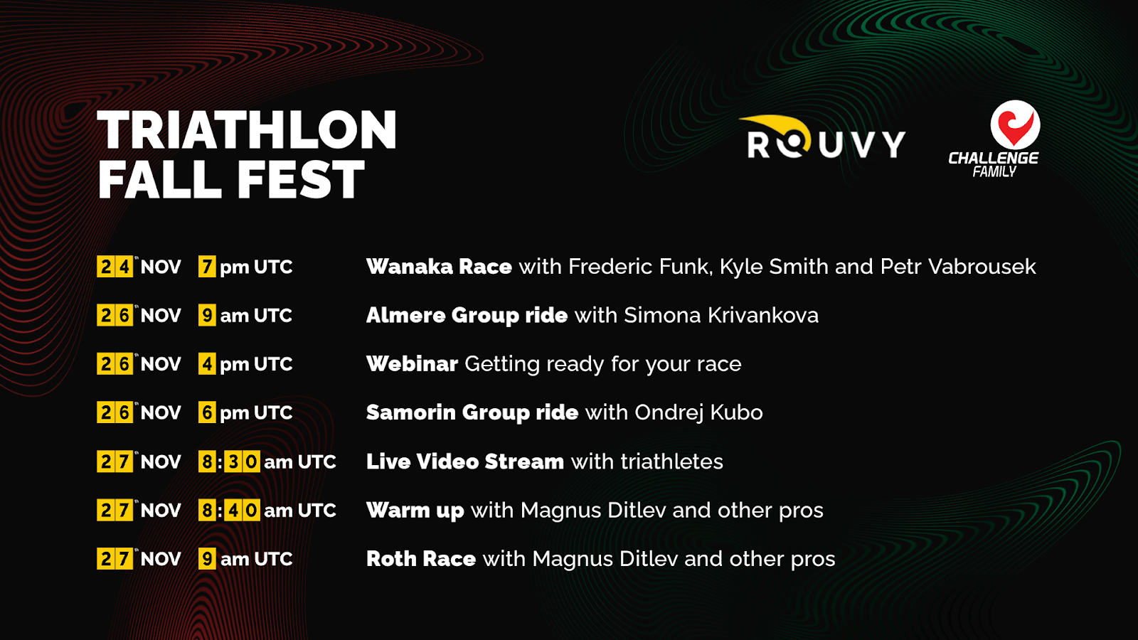 ROUVY triathlon festival schedule